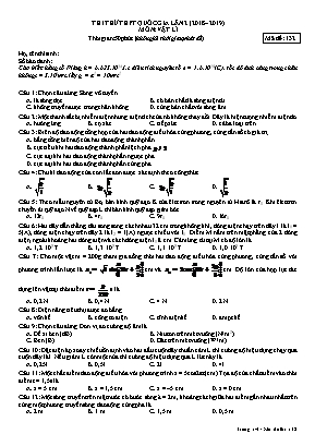Đề thi thử THPT Quốc gia môn Vật lý lần 2 - Mã đề 132 - Năm học 2018-2019